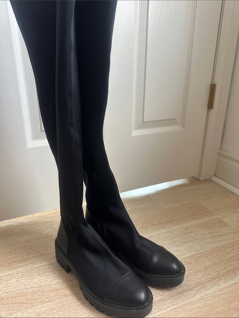 Zara Black Over-the-Knee Stretch Sock Boots